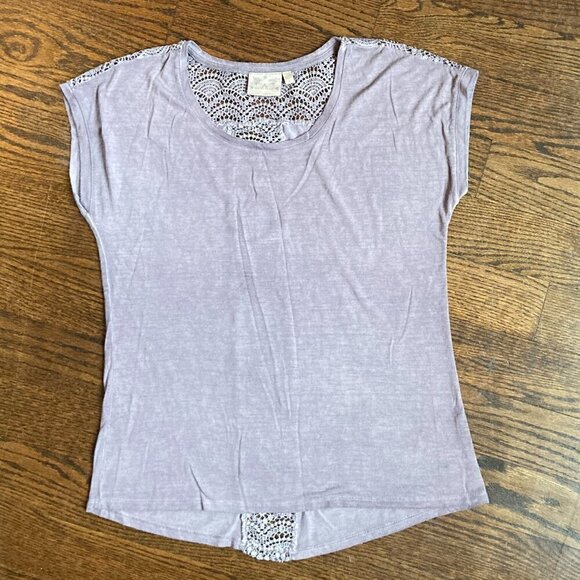 Dantelle t-shirt top with lace detail- Dusty purple Dante;;e burnout top size L - Picture 2 of 5